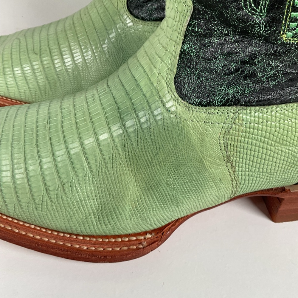 Los Altos Teju Lizard Cowboy Boots | Lime Green | Men’s 10.5 EE - Picture 12 of 16